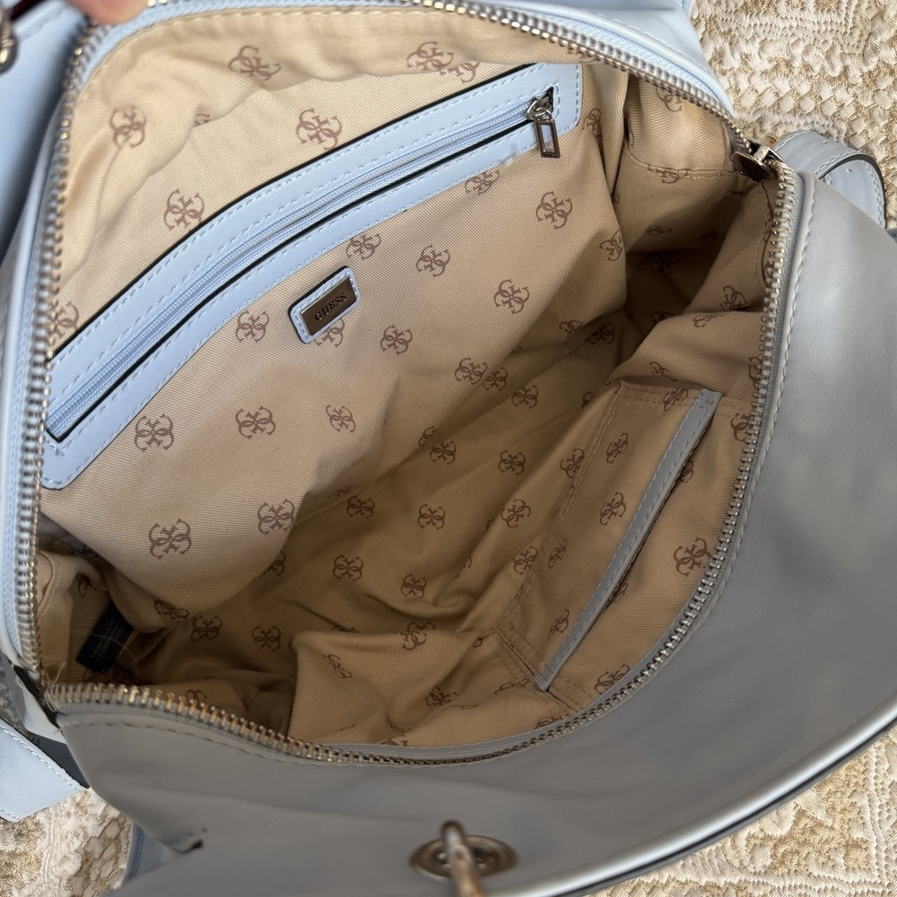 Light Blue Chain-Handle Shoulder Bag - Picture 5 of 7